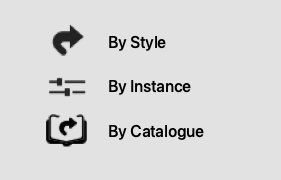 The icons for by style, by instance, and by catalogue